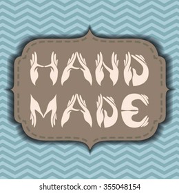  Isolated logo handmade made from hand.Hand drawn interior poster.Calligraphic cute gift postcard.Typography lettering  for  your business, t-shirt, for price tag sticker or present.Simple logo design