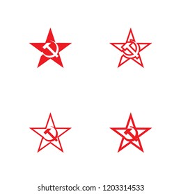Isolated logo sickle and hammer in a red star