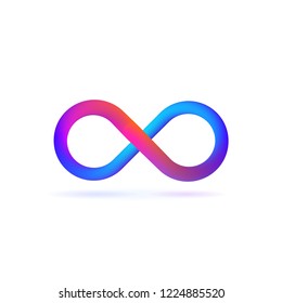 Isolated logo symbol of infinity on white background. Infinite abstract eps logotype with shadow