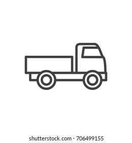 Isolated Lorry Outline Symbol On Clean Background. Vector Truck Element In Trendy Style.