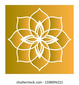 Isolated lotus flower icon in a golden button. Spa logo. Vector illustration design