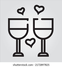 Isolated Love and Heart Theme Line Icons EPS 10 Free Vector Graphic