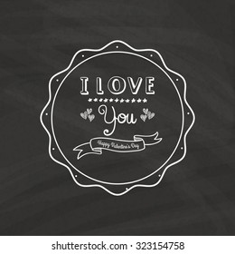 Isolated love label with text on a black background