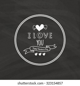 Isolated love label with text on a black background