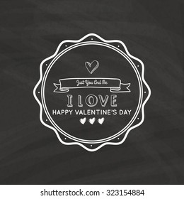 Isolated love label with text on a black background