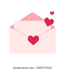 Isolated Love letter vector design in Flat style, Cute Valentine Graphic elements foor Decoration, Romantic Clip art, Love Sticker, Editable