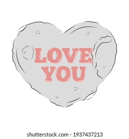 Isolated love you moon sweet heart love romantic icon - Vector