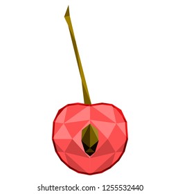 Isolated low poly cherry cut. Vector illustration design