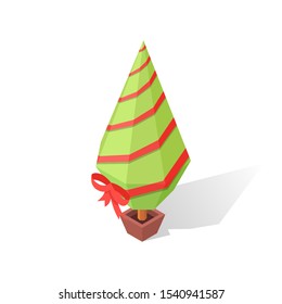 Isolated low poly Christmas tree on a white background 2. Vector isometric illustration.