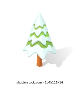 Isolated low poly Christmas tree on a white background 8. Vector isometric illustration.