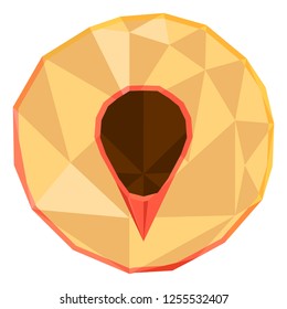 Isolated low poly peach cut. Vector illustration design