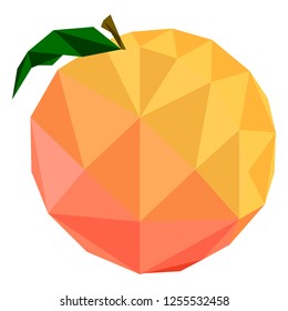 Isolated low poly peach fruit. Vector illustration design