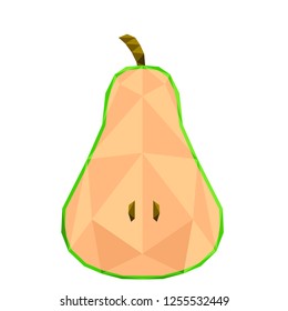 Isolated low poly pear cut. Vector illustration design