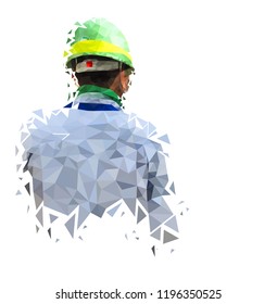 Isolated low poly of safety engineer on white back ground,geometric style,Abstract vector	