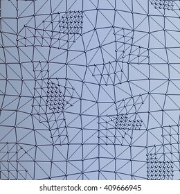 Isolated Low Poly seamless vector pattern on bluish gradient background.