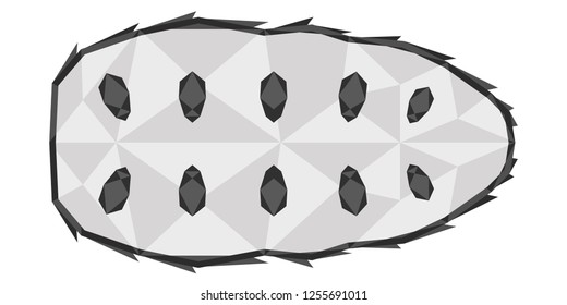 Isolated low poly soursop cut. Vector illustration design