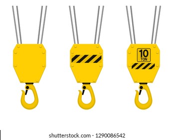 Isolated lower hook of hoist on transparent background
