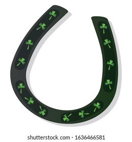 Isolated lucky horseshoe with clovers. Saint Patricks day - Vector