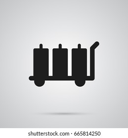 Isolated Luggage Trolley Icon Symbol On Clean Background. Vector Carriage Element In Trendy Style.