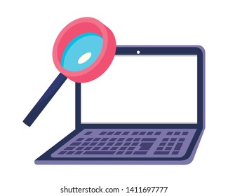 Isolated lupe and laptop design vector illustration