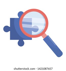Isolated lupe and puzzle design vector illustration