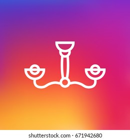 Isolated Luster Outline Symbol On Clean Background. Vector Chandelier Element In Trendy Style.
