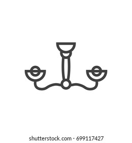 Isolated Luster Outline Symbol On Clean Background. Vector Chandelier Element In Trendy Style.