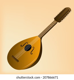 an isolated lute in a light yellow background