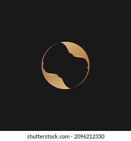 isolated luxurious golden stingray fish with circle shape logo template vector illustration design