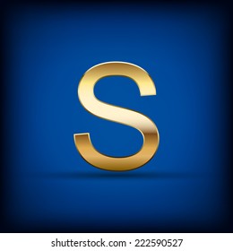 isolated luxury golden modern english alphabet " S " letter on dark blue background (vector) 