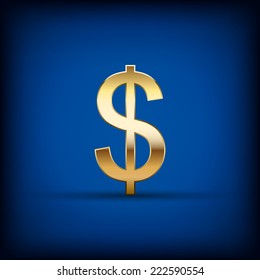 isolated luxury golden modern english alphabet " $ " letter on dark blue background (vector) 