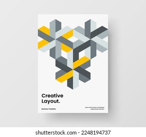 Isolated magazine cover A4 vector design illustration. Abstract mosaic pattern brochure layout.