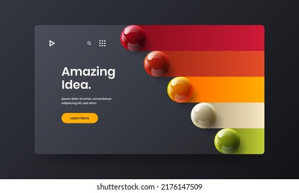 Isolated magazine cover vector design layout. Geometric realistic spheres flyer template.