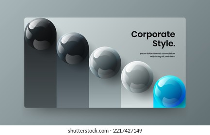 Concepto de diseño vectorial de portada de revista aislada. Diseño de presentación de esferas geométricas 3D.