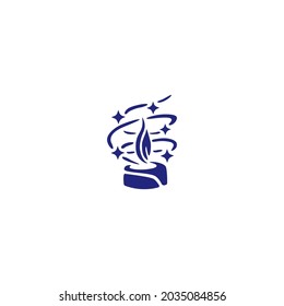 Isolated magic burning candle logo on white background