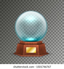 Isolated magic or crystal ball on transparent. Future and fortune telling realistic sphere. Glassware orb for psychic prediction, tarot and clairvoyant, esoteric and supernatural. Mystery globe or toy