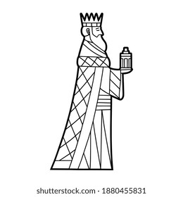 Isolated magic king in stained glass - Vector