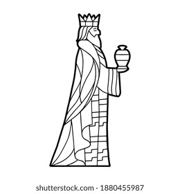 Isolated magic king in stained glass - Vector