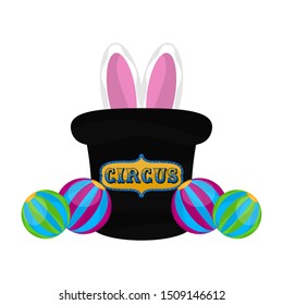 Isolated magician hat with rabbit ears - Vector