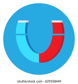 Isolated magnet on a blue button, Vector illustration