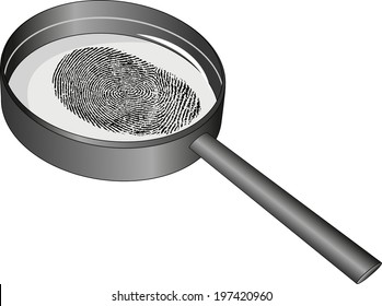 isolated magnifying glass and fingerprint