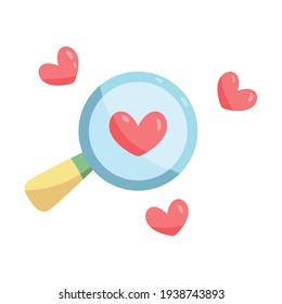 Isolated magnifying glass with hearts - Vector illustration