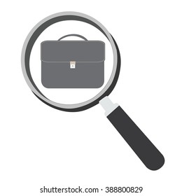 Isolated magnifying glass and a suitcase on a white background