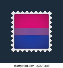 Isolated mail stamp with a bisexual pride flag