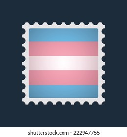  Isolated mail stamp with a transgender pride flag