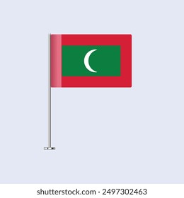 Isolated Maldives Table Flag on Pole, Maldivian Flag Vector Design for Print and Web