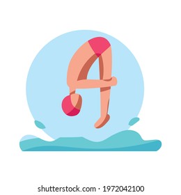 Isolated male athlete character icon swimming
