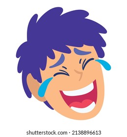 Isolated male avatar laughing out loud lol Vector
