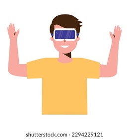 Isolated male cartoon character with virtual reality glasses Vector