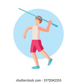 Isolated male character icon throwing a javelin